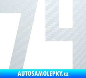 Samolepka Startovní číslo 74 3D karbon bílý