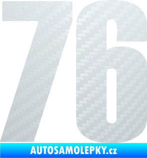 Samolepka Startovní číslo 76 typ 2       3D karbon bílý