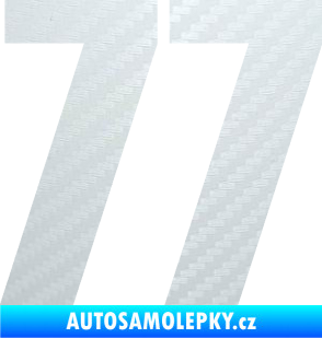 Samolepka Startovní číslo 77 typ 2        3D karbon bílý