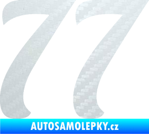 Samolepka Startovní číslo 77 typ 3   3D karbon bílý