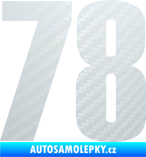 Samolepka Startovní číslo 78 typ 2         3D karbon bílý