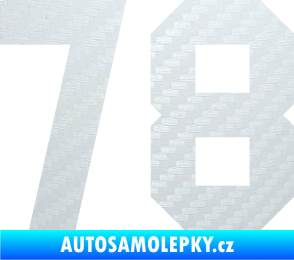 Samolepka Startovní číslo 78 3D karbon bílý