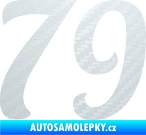 Samolepka Startovní číslo 79 typ 3   3D karbon bílý