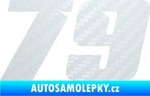 Samolepka Startovní číslo 79 typ 6 3D karbon bílý