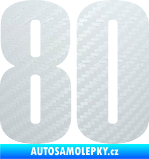 Samolepka Startovní číslo 80 typ 2           3D karbon bílý