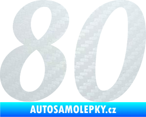 Samolepka Startovní číslo 80 typ 3   3D karbon bílý