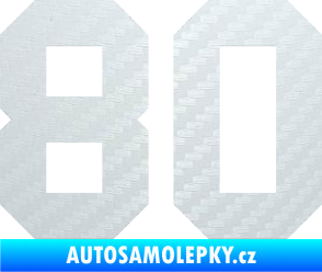 Samolepka Startovní číslo 80 3D karbon bílý