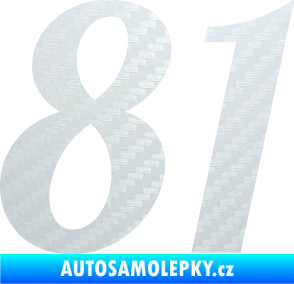 Samolepka Startovní číslo 81 typ 3   3D karbon bílý