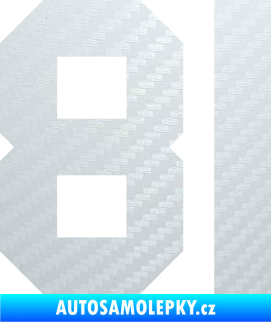 Samolepka Startovní číslo 81 3D karbon bílý