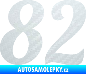 Samolepka Startovní číslo 82 typ 3   3D karbon bílý