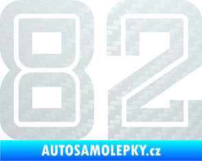 Samolepka Startovní číslo 82 typ 7 3D karbon bílý