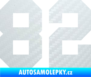 Samolepka Startovní číslo 82 3D karbon bílý