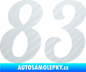 Samolepka Startovní číslo 83 typ 3   3D karbon bílý