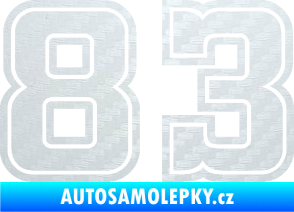Samolepka Startovní číslo 83 typ 5 3D karbon bílý