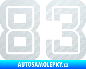 Samolepka Startovní číslo 83 typ 7 3D karbon bílý