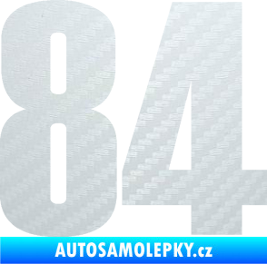 Samolepka Startovní číslo 84 typ 2    3D karbon bílý