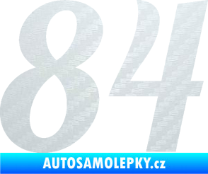 Samolepka Startovní číslo 84 typ 3  3D karbon bílý