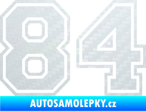Samolepka Startovní číslo 84 typ 4 3D karbon bílý