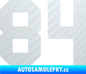 Samolepka Startovní číslo 84 3D karbon bílý