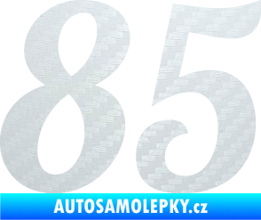 Samolepka Startovní číslo 85 typ 3   3D karbon bílý