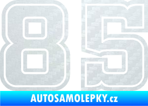 Samolepka Startovní číslo 85 typ 5 3D karbon bílý