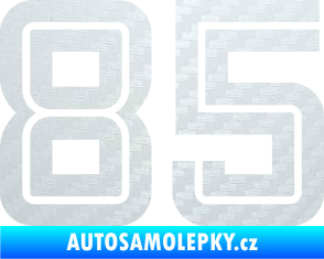 Samolepka Startovní číslo 85 typ 7 3D karbon bílý
