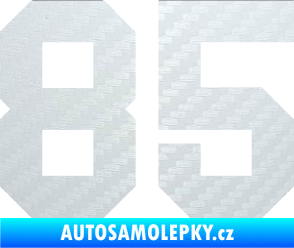 Samolepka Startovní číslo 85 3D karbon bílý