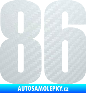 Samolepka Startovní číslo 86 typ 2      3D karbon bílý
