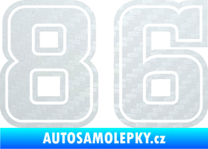 Samolepka Startovní číslo 86 typ 5 3D karbon bílý