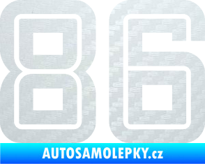 Samolepka Startovní číslo 86 typ 7 3D karbon bílý