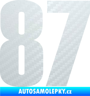 Samolepka Startovní číslo 87 typ 2       3D karbon bílý