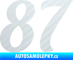 Samolepka Startovní číslo 87 typ 3   3D karbon bílý