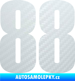 Samolepka Startovní číslo 88 typ 2        3D karbon bílý