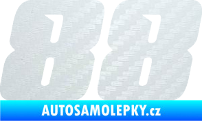 Samolepka Startovní číslo 88 typ 6 3D karbon bílý