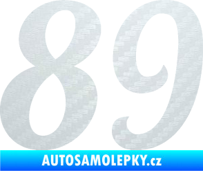 Samolepka Startovní číslo 89 typ 3  3D karbon bílý