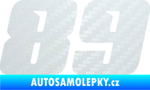 Samolepka Startovní číslo 89 typ 6 3D karbon bílý