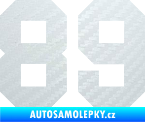 Samolepka Startovní číslo 89 3D karbon bílý