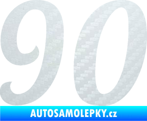 Samolepka Startovní číslo 90 typ 3   3D karbon bílý