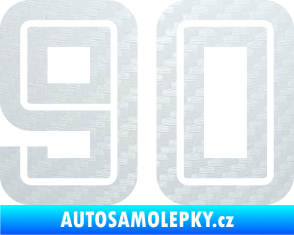 Samolepka Startovní číslo 90 typ 7 3D karbon bílý