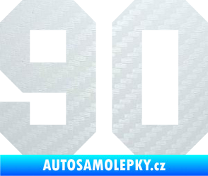 Samolepka Startovní číslo 90 3D karbon bílý
