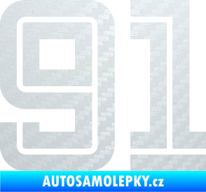 Samolepka Startovní číslo 91 typ 7 3D karbon bílý