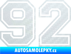 Samolepka Startovní číslo 92 typ 4 3D karbon bílý