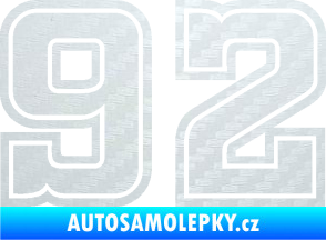 Samolepka Startovní číslo 92 typ 5 3D karbon bílý