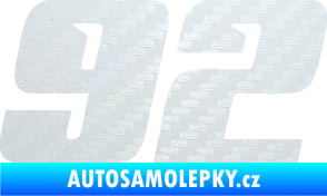Samolepka Startovní číslo 92 typ 6 3D karbon bílý