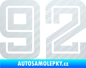 Samolepka Startovní číslo 92 typ 7 3D karbon bílý