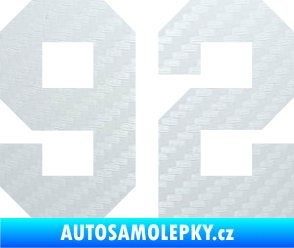 Samolepka Startovní číslo 92 3D karbon bílý