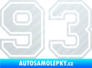 Samolepka Startovní číslo 93 typ 4 3D karbon bílý