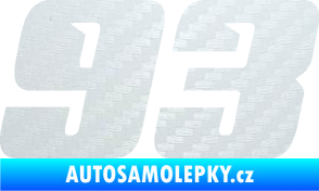 Samolepka Startovní číslo 93 typ 6 3D karbon bílý