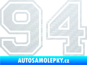 Samolepka Startovní číslo 94 typ 4 3D karbon bílý