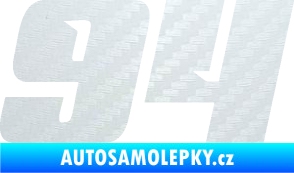 Samolepka Startovní číslo 94 typ 6 3D karbon bílý